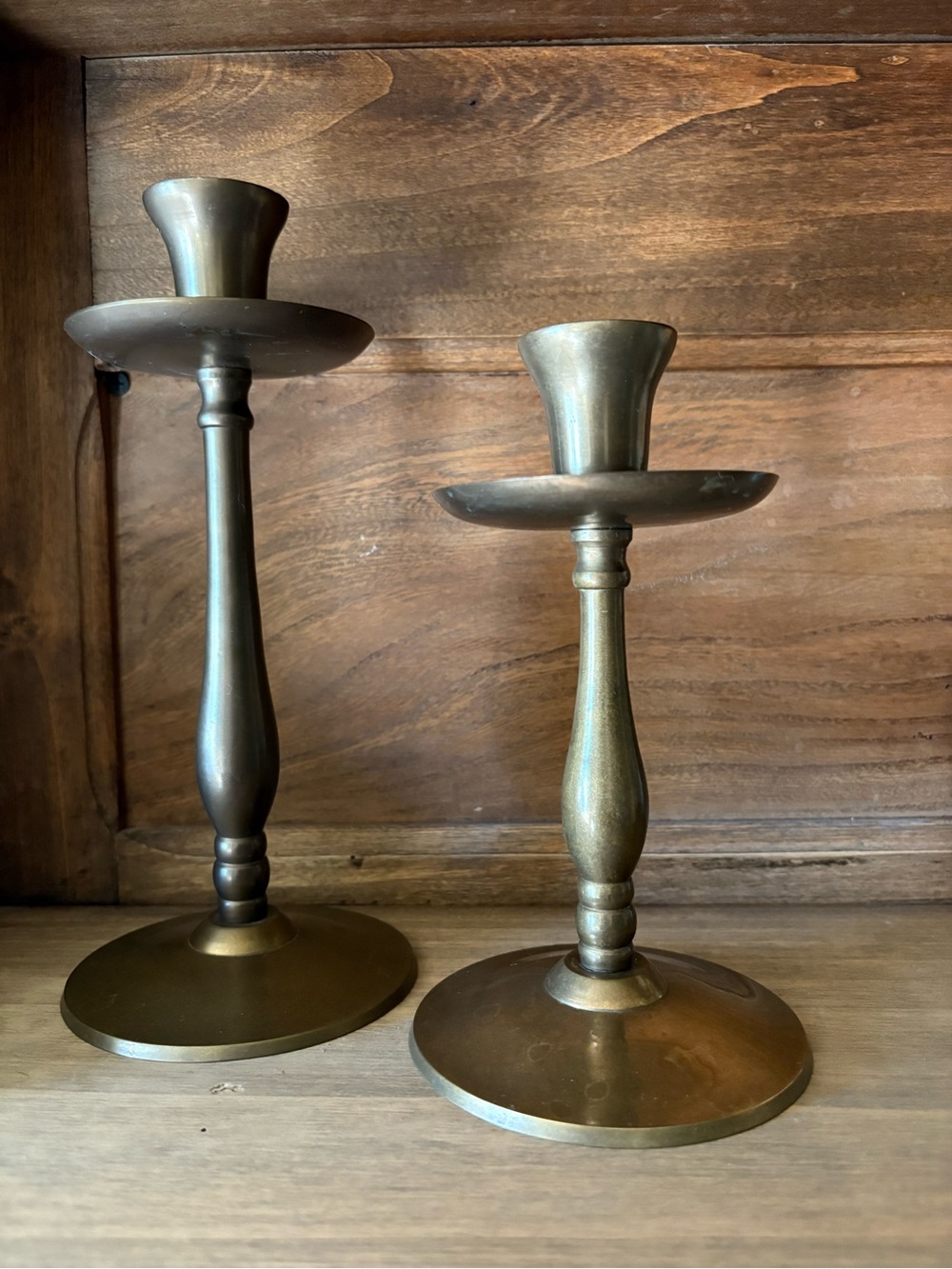 Vintage Solid Brass Candlestick Holders - Set of 2 (8” & 6.5”) Made in India